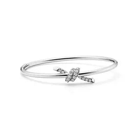 Tiffany Knot Wire Bangle with Diamonds