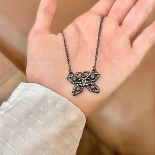 Chanel Crystal Bow Pendant Necklace