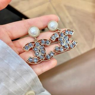 Chanel Signature Pearl Crystal CC Drop Earrings