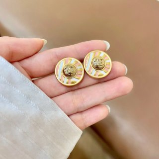 CHANEL Riviera Enamel Round Stud Earrings