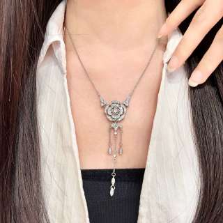 CHANEL Camellia Rainfall Pendant Necklace