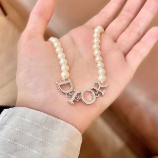 Dior Seraphina Pearl Letter Choker Necklace