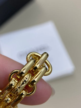 CHANEL Fiorella Golden Chain Link Stud Earrings