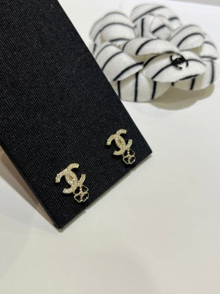 Chanel Crystal CC Bow Stud Earrings – Elegant Luxury Fashion Jewelry