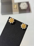 CHANEL Pearl Bloom Medallion CC Stud Earrings