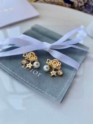 Dior Pearl CD Star Charm Stud Earrings