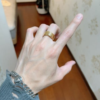 Bvlgari Gold Multi-Layer Band Ring – Elegant Luxury Jewelry