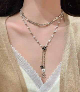 CHANEL Rosalie Pearl Charm Chain Necklace