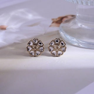 CHANEL Bloom Pearl Petal Stud Earrings