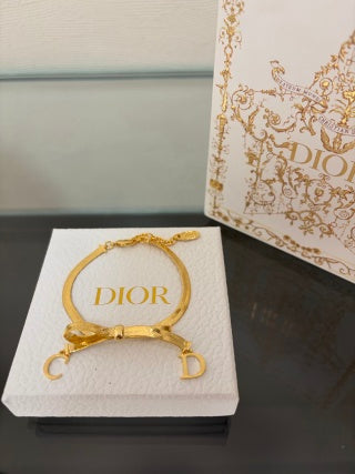 Dior Bow CD Letter Gold Chain Bracelet
