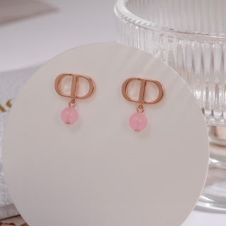 Dior Rose Gold CD Pearl Stud Earrings