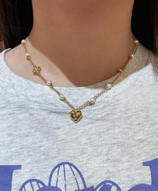 Louis Vuitton Pearl Heart Charm Necklace
