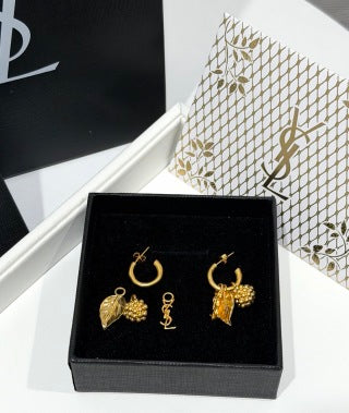 YSL Jardin Doré Botanical Hoop Earrings