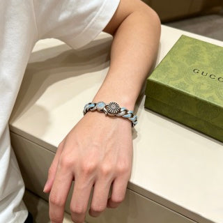 Gucci GG Blue Enamel Link Chain Bracelet